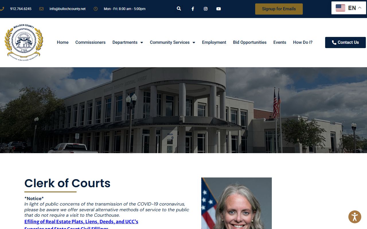 Bulloch County clerk of court page for divorce records access